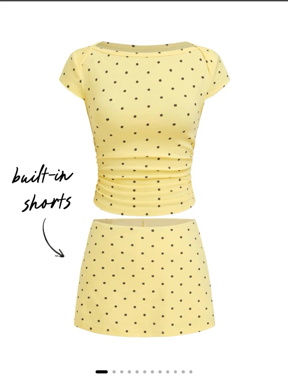 Cider Yellow Polka Dot Mini Skirt